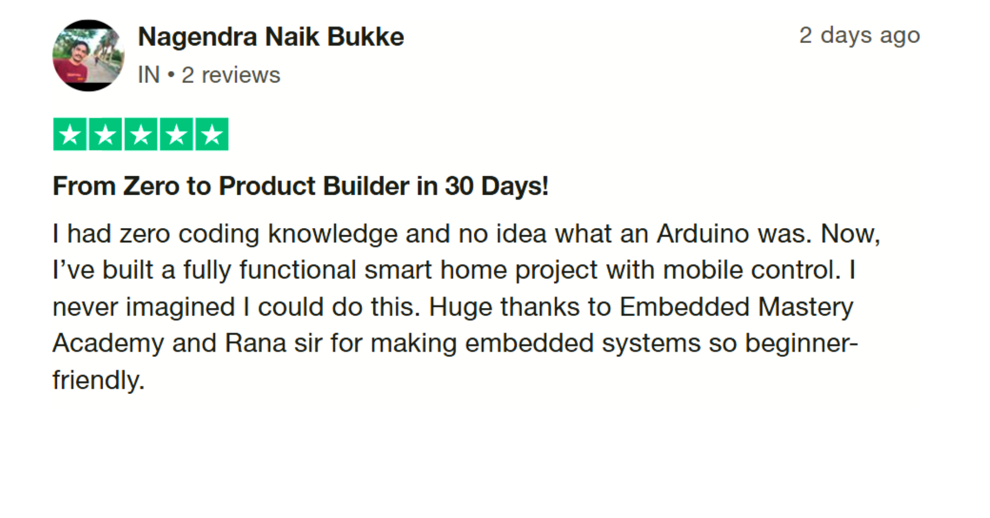 Trustpilot review 5
